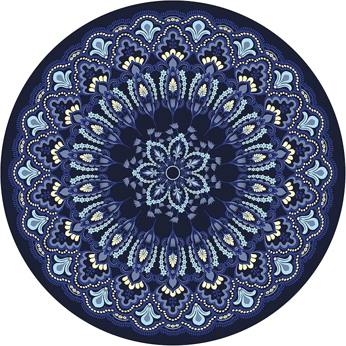 nuveti Large Meditation Mat Round Yoga Mat Pilates Yoga Mat 3.5mm Thick Natural Tree Rubber Base Non Slip, Extra Thick Grip. Thicker, Longer, and Wider for More Comfort and Support(55''x55'')