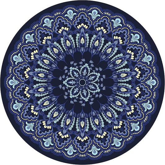 nuveti Large Meditation Mat Round Yoga Mat Pilates Yoga Mat 3.5mm Thick Natural Tree Rubber Base Non Slip, Extra Thick Grip. Thicker, Longer, and Wider for More Comfort and Support(55''x55'')