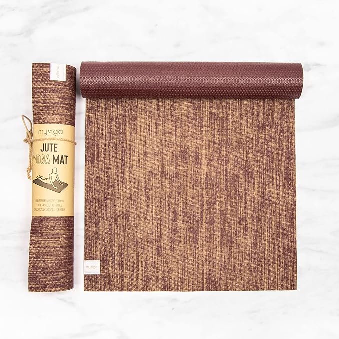 Myga Jute Yoga Mat, High Performance Vegan Floor Exercise Mat, Eco Friendly Biodegradable Yoga Mat with PVC Backing,72" x 24", 0.2" Thickness