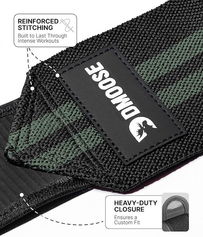 DMoose Fitness Elbow Wraps for Weightlifting (Pair) 40" Adjustable Brace for Joint Support, Pain Relief & Tendonitis - Elbow Straps for Weight Lifting, Bench Press & Gym Workouts, Band for Men & Women