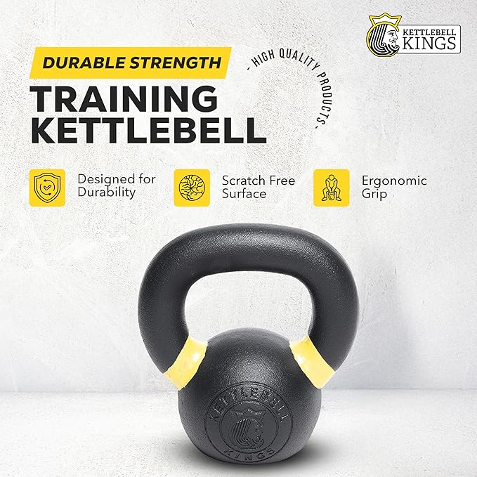Kettlebell Kings Powder Coated Kettlebell Weights - 9-97 lb Strength Training Kettlebells for Men and Women - Hand Weights Workout Gym Equipment - Weights Set for Home Gym- New