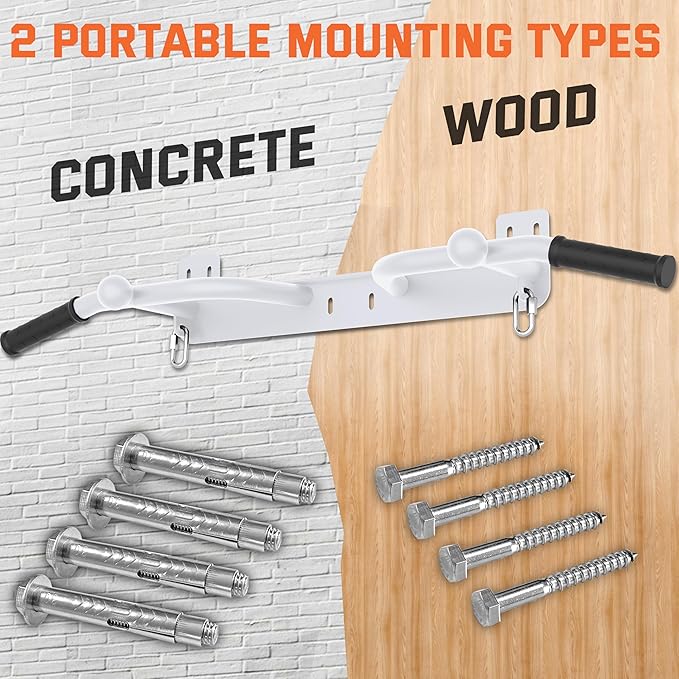 Wall Mounted Pull Up Bar - Heavy Duty Chin Up Bar, Pull-Up Bar for Garage, Joist, Wall Mount - Multifunctional Fitness Bar, Supports up to 600 Lbs