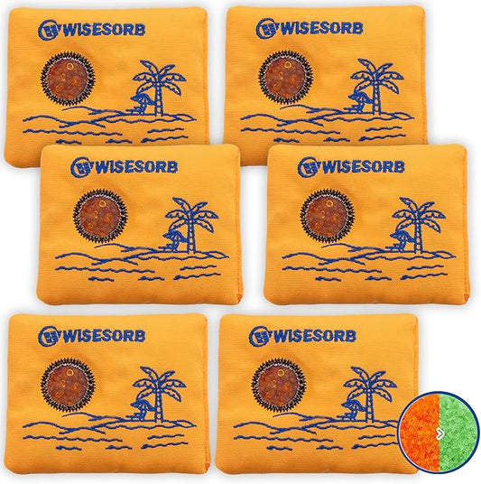 50g x 6 Packs Rechargeable Desiccant Packs, Orange Indicating Silica Gel Packets, Moisture Absorber for Storage, Seeds, 3D Filaments, Electronics, Safes, Luggage - Reusable Dehumidifier Bags
