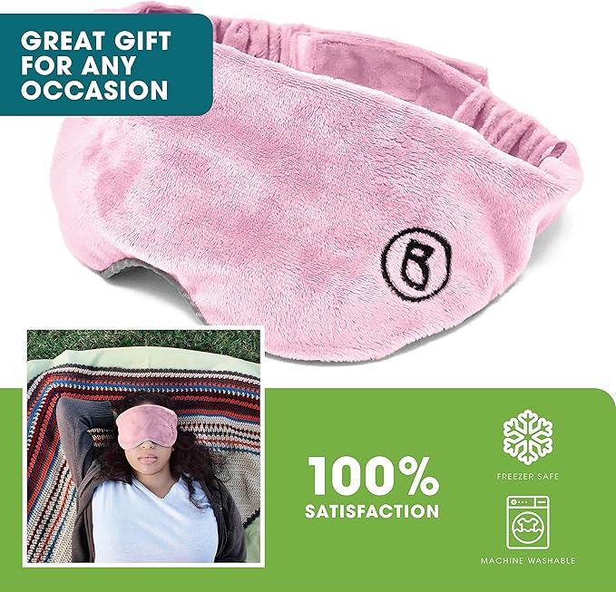 BARMY Weighted Sleep Mask for Women (0.8lb/13oz, 4 Colors) Weighted Eye Mask for Sleeping, Eye Cover That Blocks Out Light to Help Relaxation and Night Sleep, Comfortable Blackout Sleeping Mask, Pink