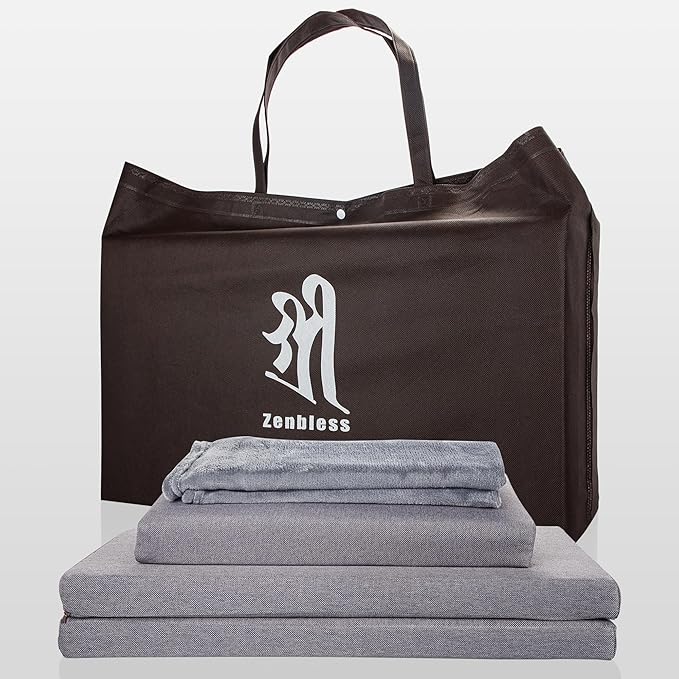 ZenBless Zafu and Zabuton Meditation Cushion Set,Yoga Meditation Floor Pillow,Large Square Meditation Mat and Pillow Set for Sitting on Floor(23.6")