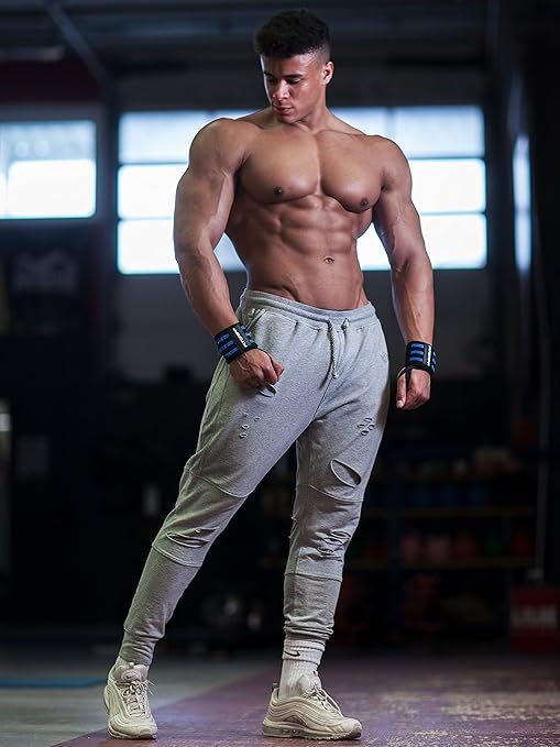 Fitgriff® Wrist Wraps for Weightlifting (18") Heavy-Duty Support for Gym, Bench Press, and Pushups (1 Pair) - for Men and Women (Black/Blue)