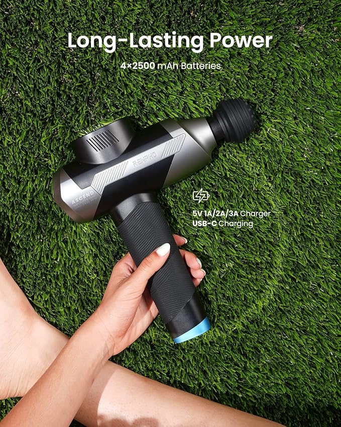 RENPHO Ascend Massage Gun Deep Tissue with 6-12mm Adjustable Amplitude, Percussion Professional Muscle Massage, Handheld Massager with Portable Carry Case for Athletes & Home Use, Color Display