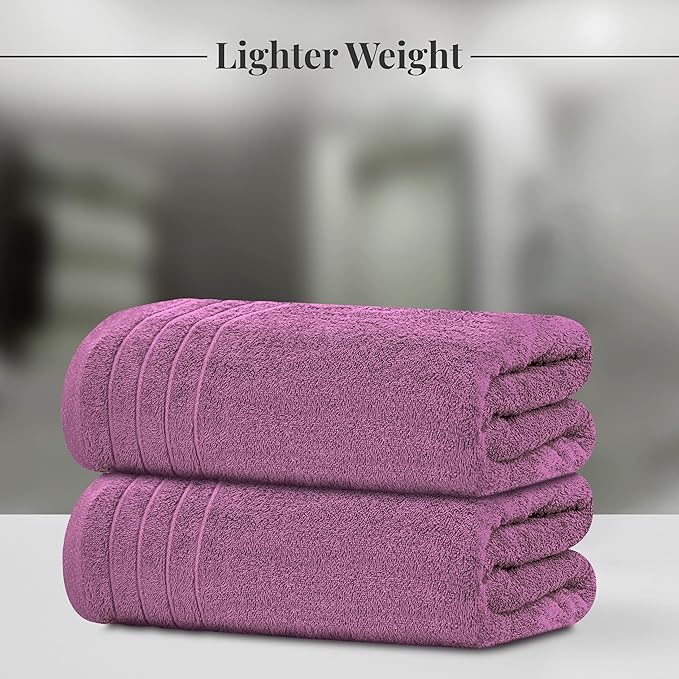 Tens Towels Pack of 4 Extra Large Bath Towels 30 x 60 Inches, 100% Cotton, Larger & Lighter Weight, Quicker to Dry, Super Soft and Absorbent, Perfect for Bathroom, Purple