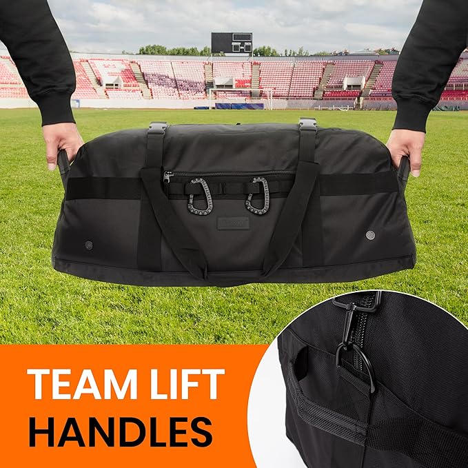 Fitdom 132L 36" Heavy Duty Extra Large Sports Gym Equipment Travel Duffel Bag W/Adjustable Shoulder & Compression Straps. Perfect for Soccer Baseball Basketball Hockey Football Team Coaches & More