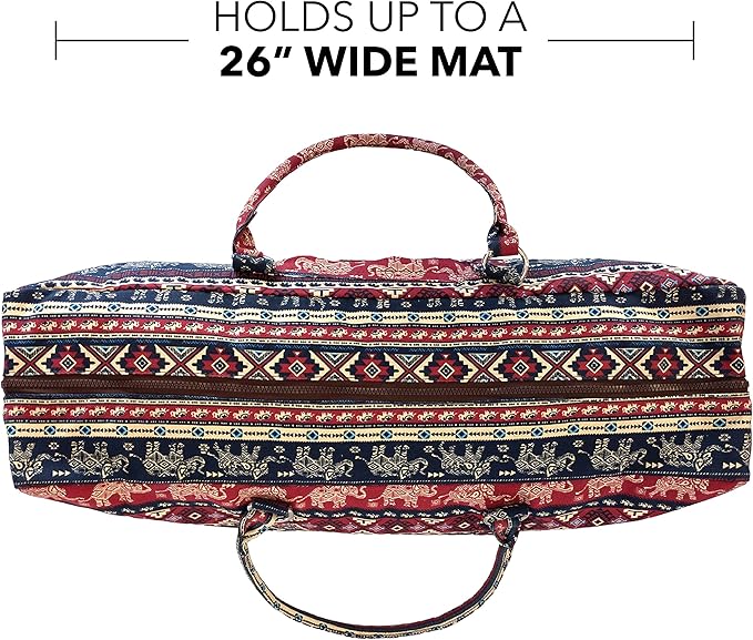 Kindfolk Yoga Mat Duffle Bag Patterned Canvas with Pocket and Zipper
