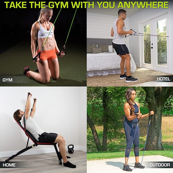 ProsourceFit Single Stackable Resistance Bands with Door Anchor and Exercise Guide, 8-12 LB, Heavy Duty Fitness Tube for Full-Body Exercises and Home Workouts, Red