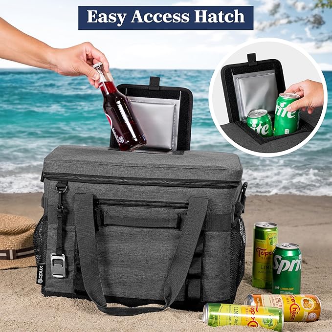 OPUX Cooler Bag, 48 Cans Insulated Soft Collapsible Portable Cooler, Soft Sided Leakproof Cooler for Beach Camping with Shoulder Strap, Ice Chest for Travel Road Trip Picnic, Charcoal Gray