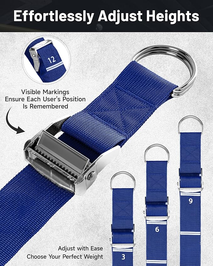 MANUEKLEAR Heavy Duty Resistance Bands for Pull Ups, Pull Up Assistance Bands with Scale Tracking Feature, Adjustable Pull Up Assist Band with Five 50-Pound Pull Up Bands and Fabric Feet/Knee Rest