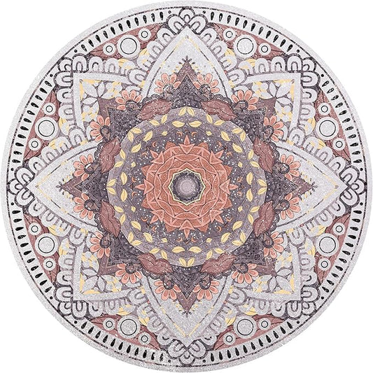 Knsbk Large Round Yoga Mat 4.6'X3.5mm for Exercise Premium Extra Thick, Ultra Comfortable, Non Slip, Meditation Mat