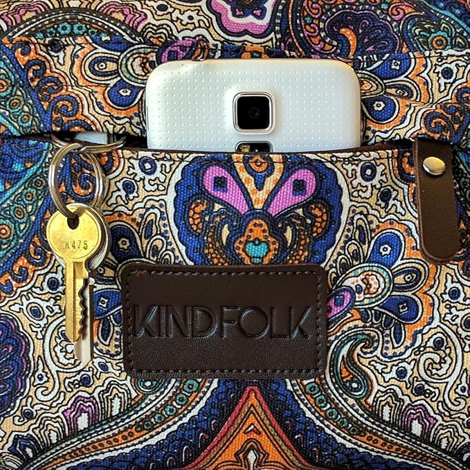 Kindfolk Yoga Mat Duffle Bag Patterned Canvas with Pocket and Zipper