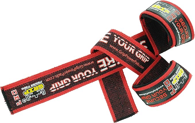PRO Level Cotton Lifting Straps with Neoprene Wrist Pad Support & Silicone Grip Enhancement - Up to 24" Long Weightlifting Straps & 2" Wide for Maximum Support by Grip Power Pads