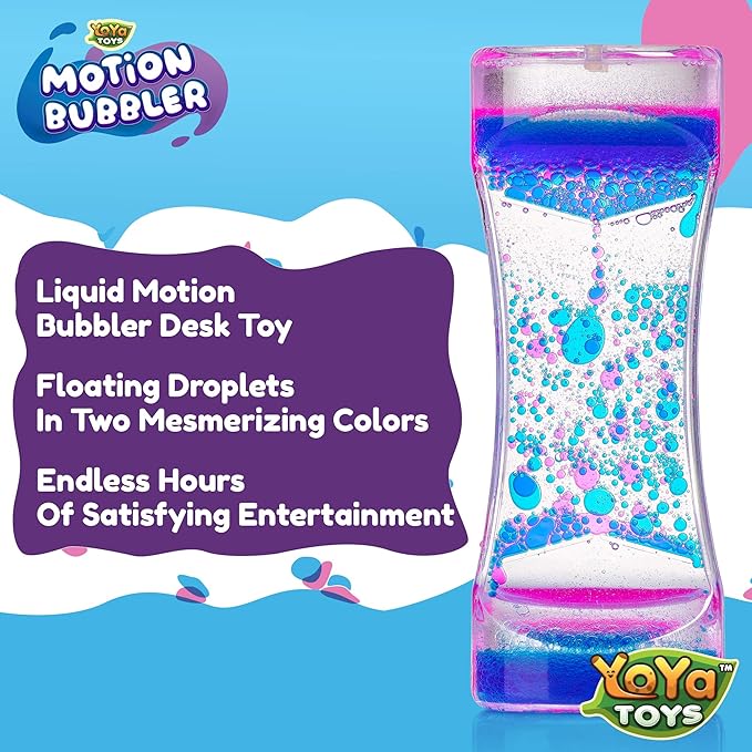 YoYa Toys Liquimo - Liquid Motion Bubbler 1 Pack - Sensory Fidget Toy for Kids & Adults - Hourglass Bubble Timer - Visual Desk Toy for Focus, Relaxation & Stress Relief
