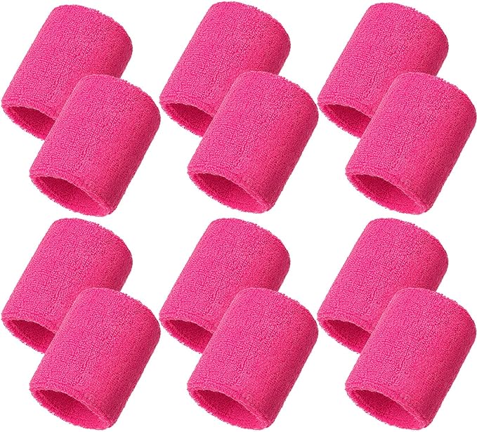 12 Pack Sweatbands Sports Wristband Cotton Sweat Band for Men and Women, Good for Tennis, Basketball, Running, Gym, Working Out
