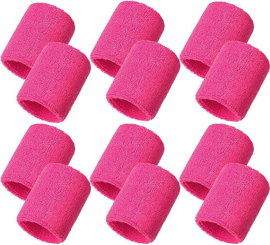 12 Pack Sweatbands Sports Wristband Cotton Sweat Band for Men and Women, Good for Tennis, Basketball, Running, Gym, Working Out
