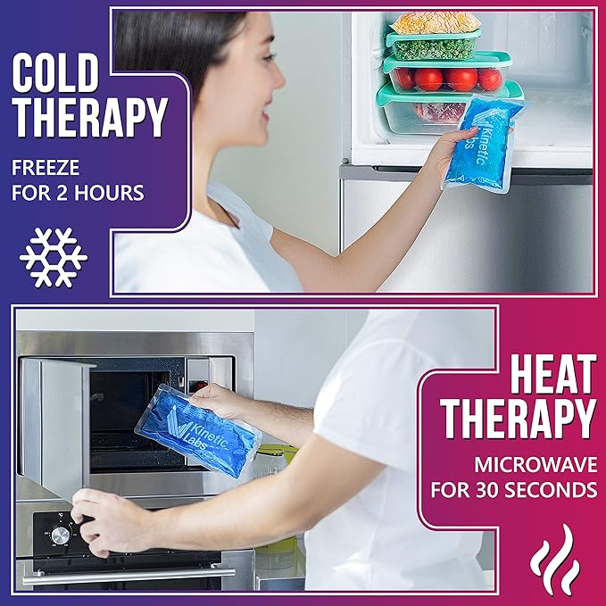 Ice Pack Wrap with Elastic Strap by Kinetic Labs - Hot Cold Gel Pack for Injuries - Reusable Ice Pack for Neck Foot Ankle Head Wrist Leg Shoulder Arm Thigh Knee Surgery (Regular)