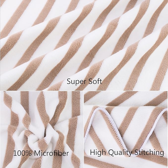 JML Microfiber Beach Towels, Quick Drying Absorbent Bath Towel Set, 2 Pack, 30" x 60", Cabana Stripe, Use for Hair, Travel, Summer, Sport, Swimming, Pool, Yoga, Camping, Microfiber StripeCoffee