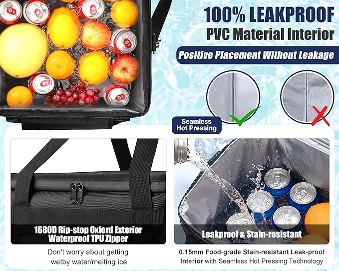 MyLifeUNIT Insulated Cooler Bag for Food & Pizza Delivery Bag Suitable for Car, Bike, Camping, Picnic, Beach, Large Size