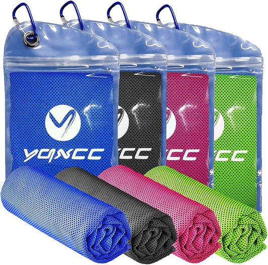 YQXCC Cooling Towels | 4 Pack 40"x12" | Cool for Neck | Microfiber Soft Breathable Chilly | for Sports, Yoga, Golf, Gym, Camping, Running, Workout & More Activities