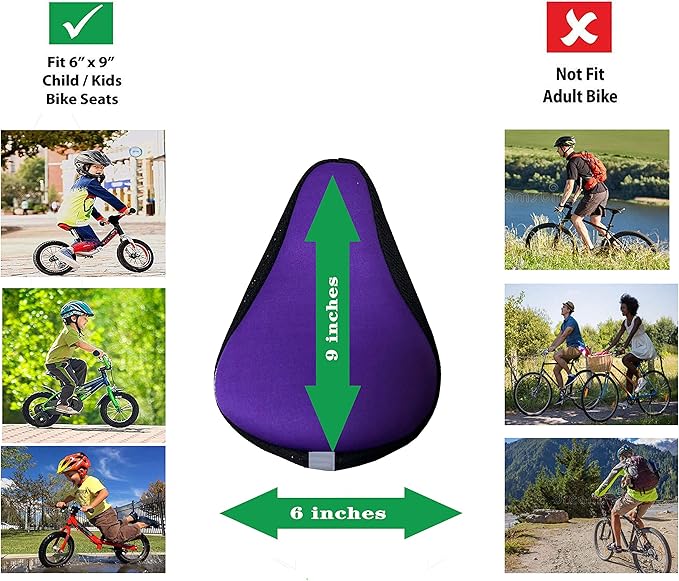 Kids Bike Gel Seat Cushion Cover, 8x5 inch Child Bike Seat Cover Premium Comfortable Small Bicycle Saddle Pad