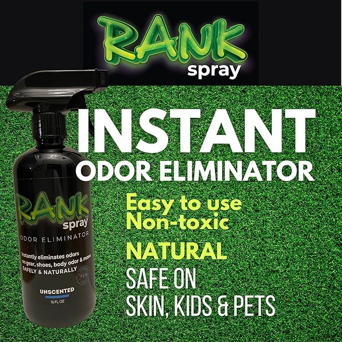 Sports Odor Eliminator: Banish Body & Sweat Odor From Sports Gear, Yoga Mats, Gym Bag, Shoes, Helmets, Cleats, etc! Safe Boxing Glove Spray & Hat Deodorizer - 2 16 oz Bottles Mix Pack