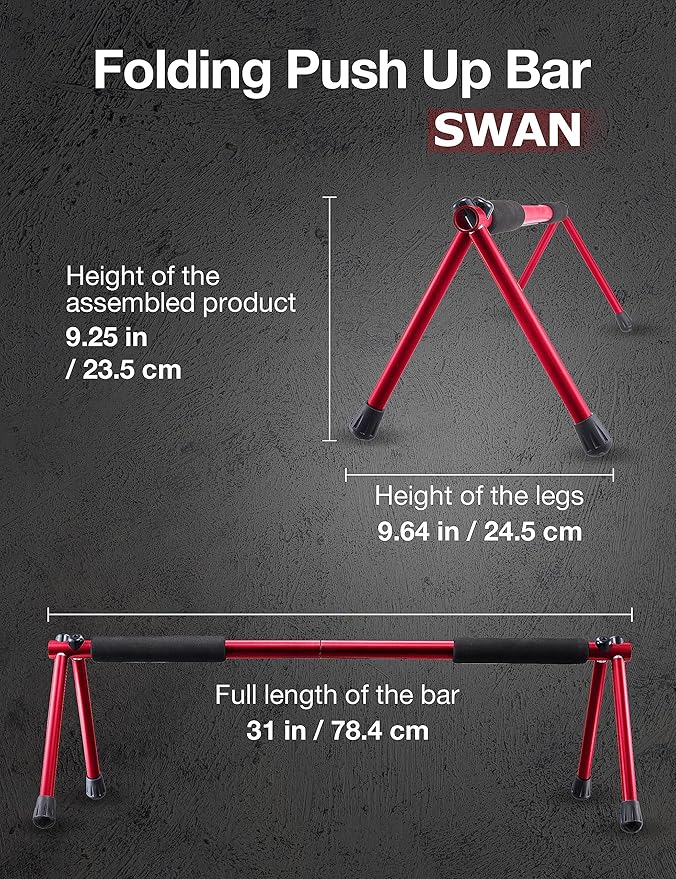 Push Up Bar – Folding Dip Bar for Home Workout, Lightweight & Portable Strength Training Equipment for Men & Women, Indoor & Outdoor Use (Hawk)