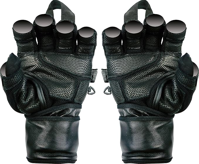 Epic Leather Gym Gloves with Built in 2" Wide Wrist Wraps Grip & Design for Weightlifting Power Lifting Bodybuilding & Strength Training Workout Exercises