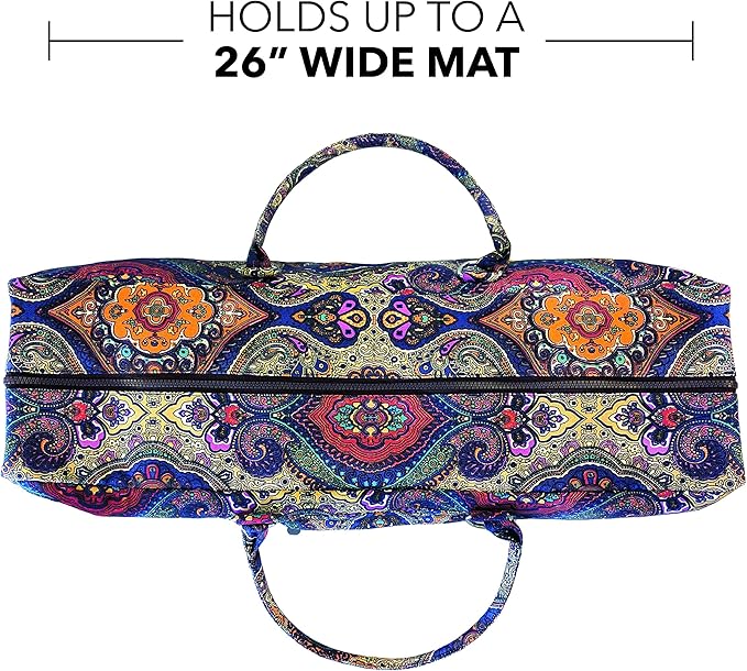 Kindfolk Yoga Mat Duffle Bag Patterned Canvas with Pocket and Zipper