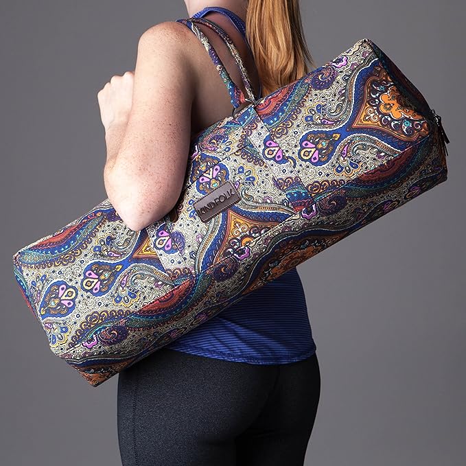 Kindfolk Yoga Mat Duffle Bag Patterned Canvas with Pocket and Zipper