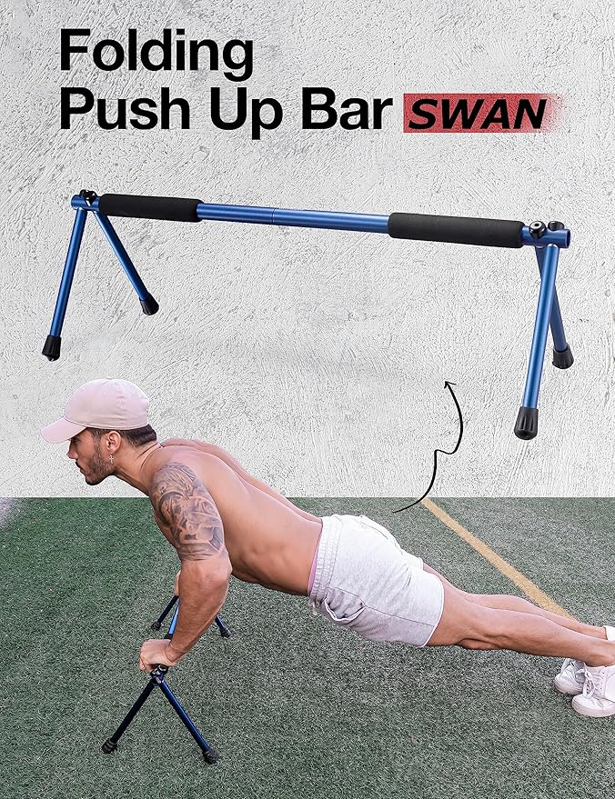 Push Up Bar – Folding Dip Bar for Home Workout, Lightweight & Portable Strength Training Equipment for Men & Women, Indoor & Outdoor Use (Hawk)