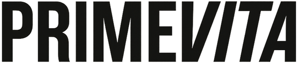 PrimeVita official brand logo in bold black text on a yellow gradient background
