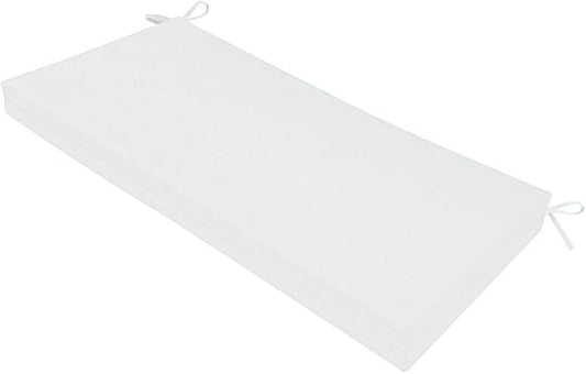 SK Studio Outdoor Bench Cushion 48x18x3 Inch Waterproof Patio Furniture Cushion Fade Resistant Pation Replacement Seat Pad with Tie Straps for Patio Garden Swing Porch Furniture, White
