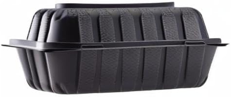 KARAT EARTH Clamshell Take Out Food Containers [8"x8" - 200 ct] To Go Containers | Microwavable, Freezer Safe, Soak-Resistant, Durable, Stackable | Vented for Hot/Cold Foods, Black