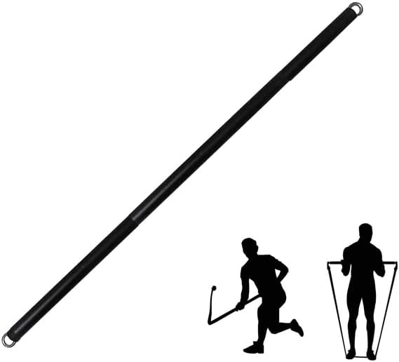 41Inch Resistance Band Bar for Full Body Workout, Portable Detachable Pilates Bar, with 2 Carabineer Clips, Black