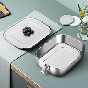 G.a HOMEFAVOR Leak Proof Stainless Steel Bento Box, Metal Lunch Container with No Compartment, 1400ML, Suitable for Snacks and Salad, Dishwasher Safe