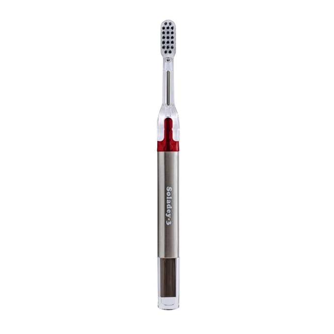 Soladey3 Ionic Toothbrush, Solar Panels and TiO2 Semiconductor, 3 Row Honeycomb Bristle Red, You can Brush Without Toothpaste
