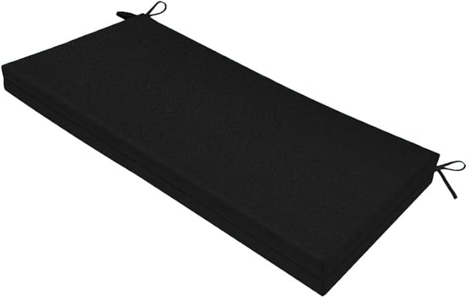 SK Studio Outdoor Bench Cushion 45x18x3 Inch Waterproof Patio Furniture Cushion Fade Resistant Pation Replacement Seat Pad with Tie Straps for Patio Garden Swing Porch Furniture, Black