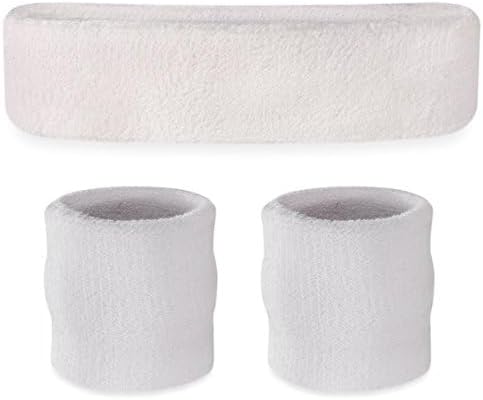 Suddora Sweatbands Set, Moisture Wicking 2 Wristbands and 1 Headband, Breathable Terry Cloth Athletic Bands for Basketball, Tennis, Yoga, Gym, Sweat Bands for Costumes and Cosplay