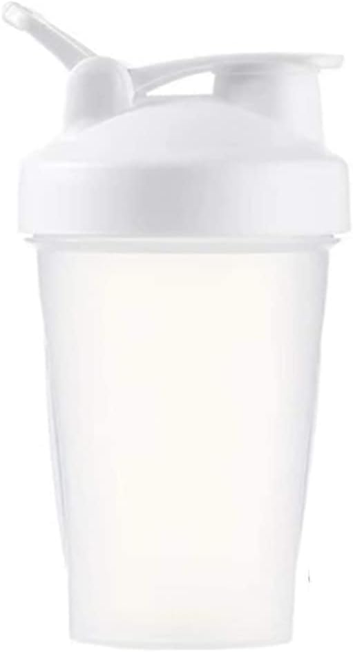 Protein Shaker Bottle Small-Perfect For Shakes and Pre Workout Drink-Blender w. Whisk Ball, Secure Screw-On Lid, Dishwasher Safe & BPA Free Sports Bottle-(18 Oz,White Cover) White/Clear Body 18 Oz