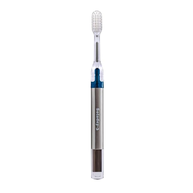 Soladey3 Ionic Toothbrush, Solar Panels and TiO2 Semiconductor, 4 Row Ultra Fine Blue, You can Brush Without Toothpaste