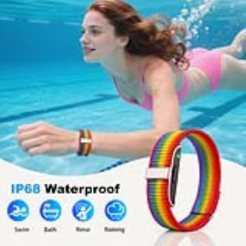 Smart Bracelets for Women & Men,Activity & Fitness Tracker with 120+ Sports Modes,24/7 Heart Rate&Blood Pressure Monitoring,Sleep & Stress Tracking,IP68 Waterproof,5 Wristband,No Subscription(Rainbow)