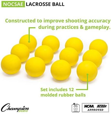 Champion Sports Lacrosse Balls: Official Size Sporting Goods Equipment for Professional, College & Grade School Games, Practices & Recreation - NCAA, NFHS and SEI Certified