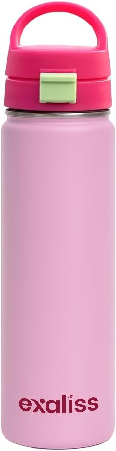 22oz Insulated Stainless Steel reusable hydration Water Bottle with chug lid for sports and healthy lifestyle - leakproof lid, Sweat-proof BPA Free to Keep Beverages Cold or Hot (Blush Pink)