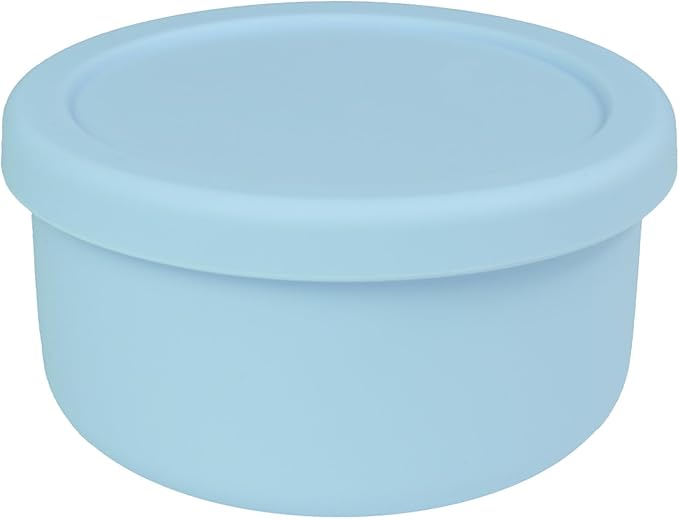 XU&PEIQI 24oz Silicone Food Storage Containers,Round Bowls with Lids - Meal Prep Containers for Kitchen Serving, Salad & Lunch - Airtight, Microwave/Fridge/Dishwasher Safe, BPA-Free (Baby blue)
