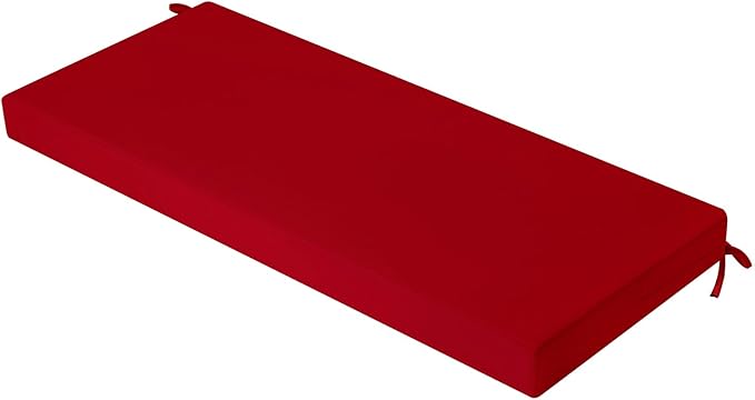 idee-home Outdoor Bench Cushion Waterproof, Bench Cushions for Outdoor Furniture, Patio Porch Swing Replacement Seat Pad with Ties for Garden Backyard, 42 x 18 Inch Red