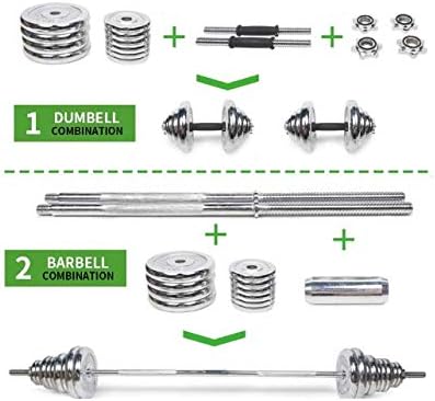 Cast Iron Adjustable Dumbbell Barbell Set (110LB/66LB/44LB), Weight with Connecting Rod 2 in 1 Home Body Workout Exercise Equipment for Men and Woman…
